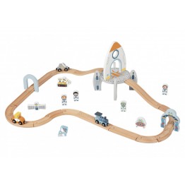 Tooky Toy :: Ξύλινος Διαστημικός Σταθμός Σετ Τρενάκι